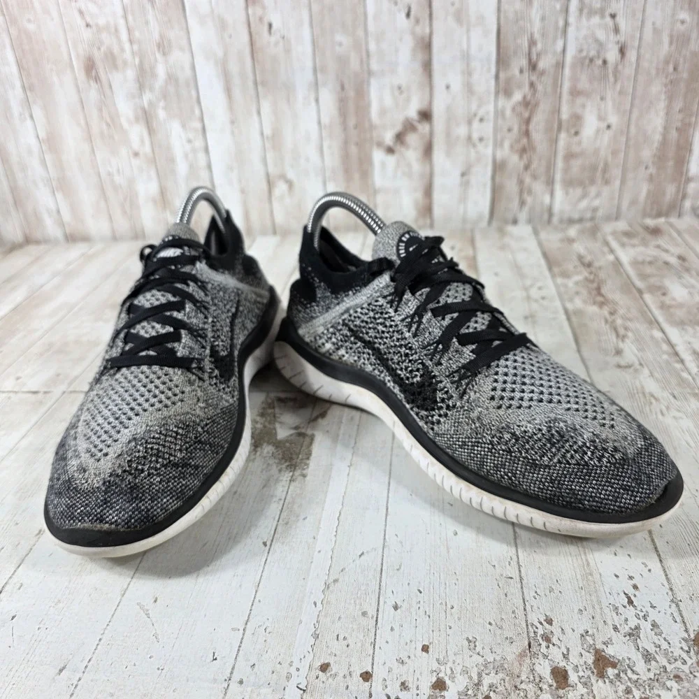 Nike Free RN Flyknit 2018 Womens Running Shoes Black White 942839-101 Size 9